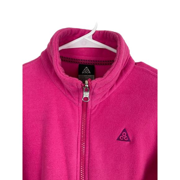 Nike ACG Jacket Pink Fleece Full Zip Sweater Pockets Warm Layer Hot Pink Small - Picture 3 of 14